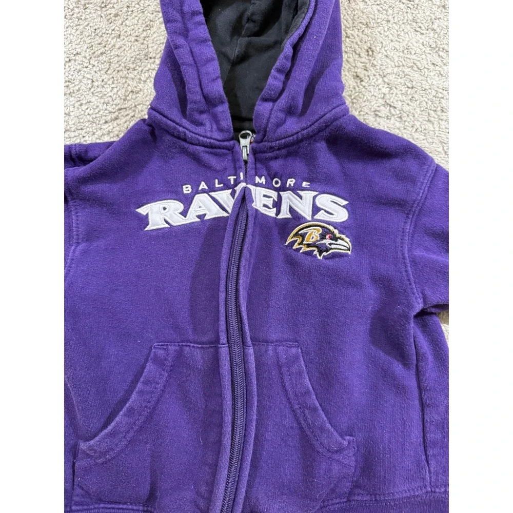 NFL Baltimore Ravens Zip Up Hoodie 2T Purple Toddler Sweatshirt Kids Athleisure
